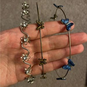 Three metal headbands